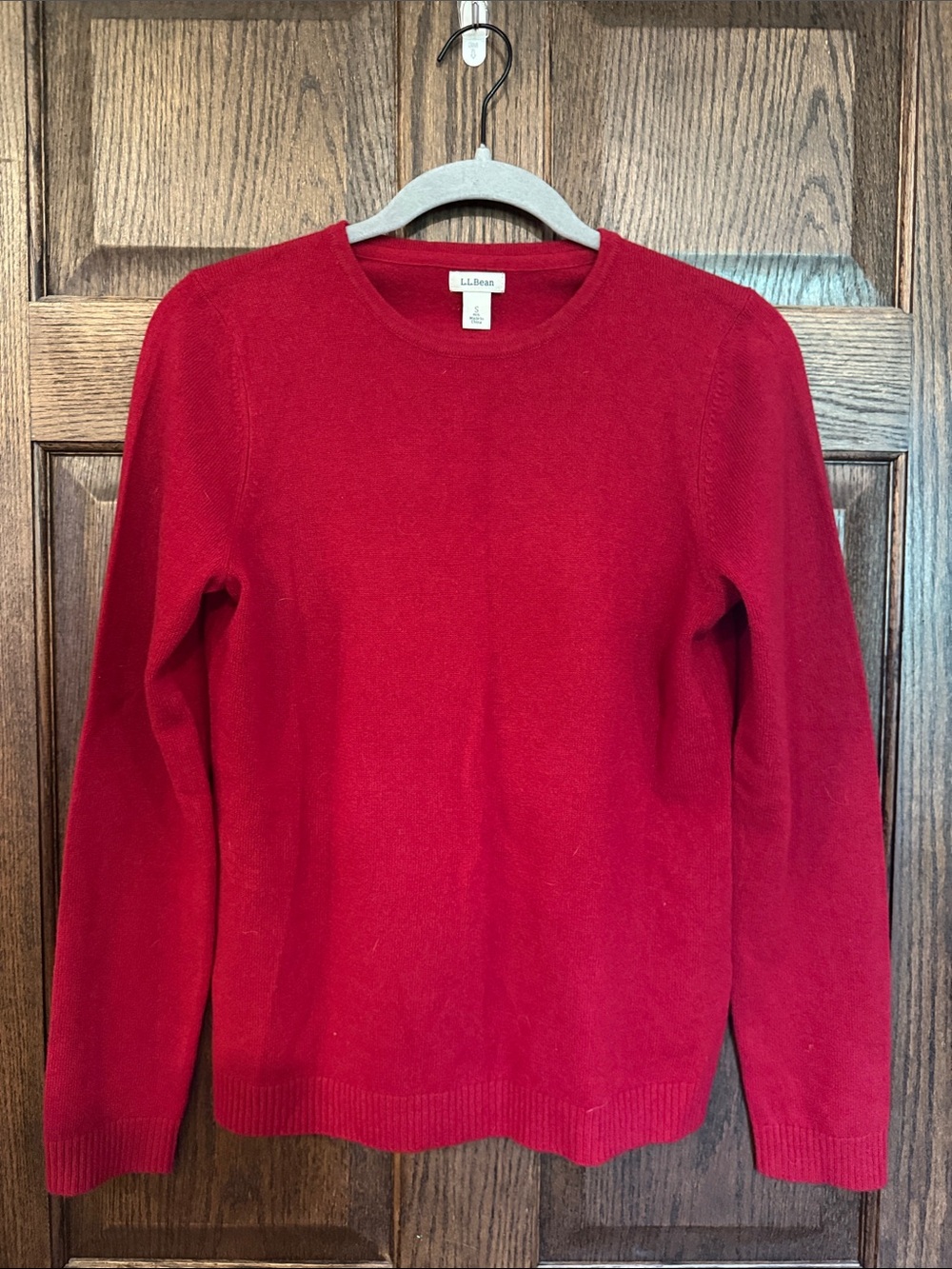 L.L. Bean Red Cashmere Crewneck Sweater Size Small
